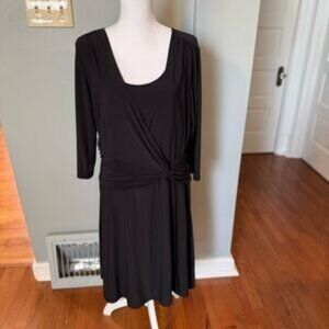 Black Draped Formal 3X Midi Dress